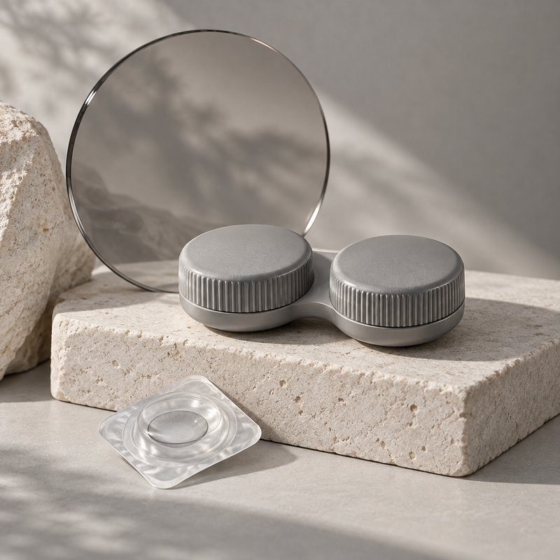 Editorial contact lens accessories — gray