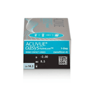 Acuvue Oasys 1-Day with HydraLuxe 30 Pack - illustrative package label showing prescription parameters. Power and expiration details are examples, not the supplied prescription or stock expiration.