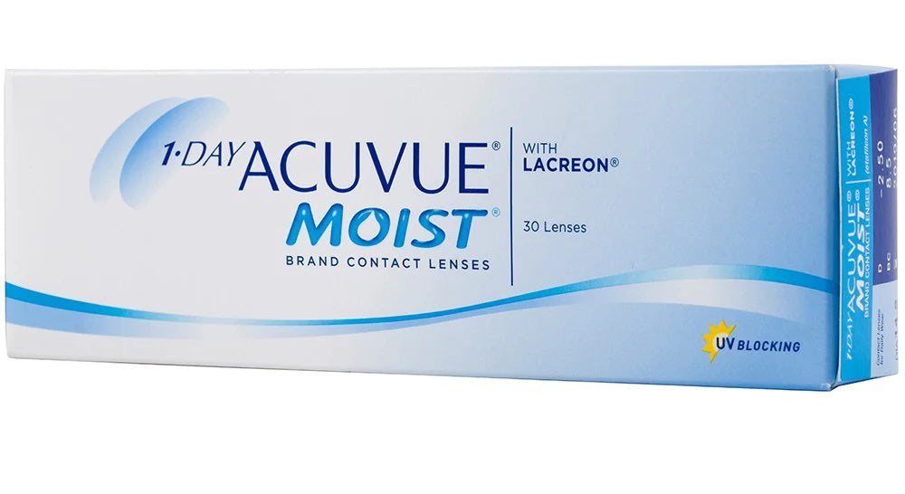 Acuvue 1-Day Moist 30 Pack contact lens box