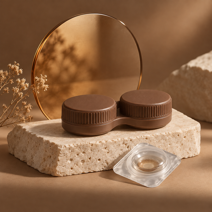 Editorial contact lens accessories — brown